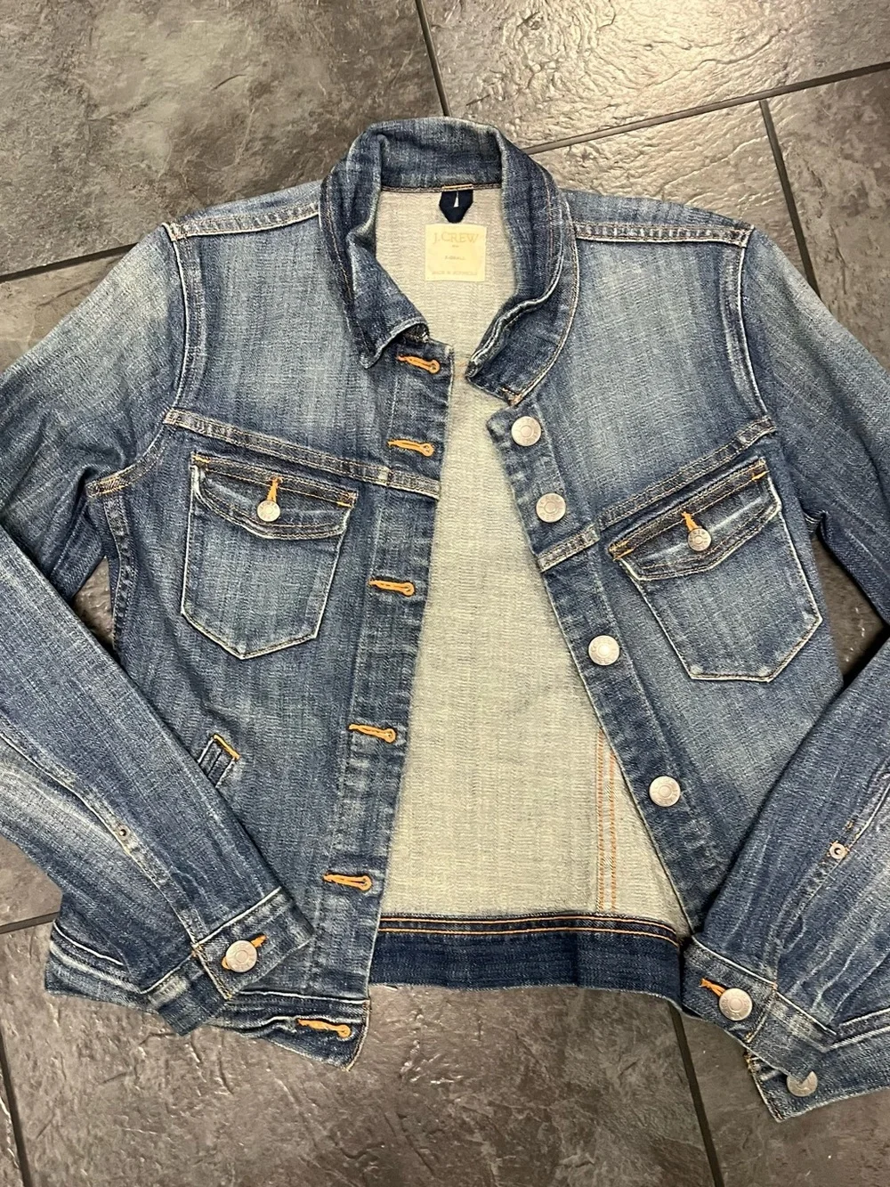 J. Crew Distressed Blue Denim Shirt Jacket